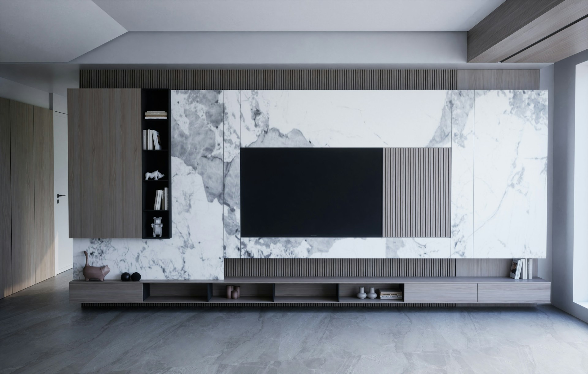 A marble media wall